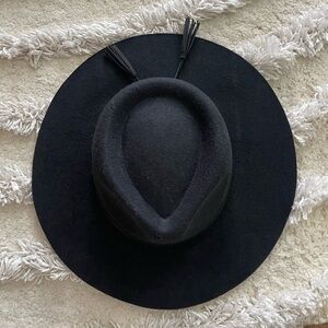 Anthropologie Black Flat Brim Hat